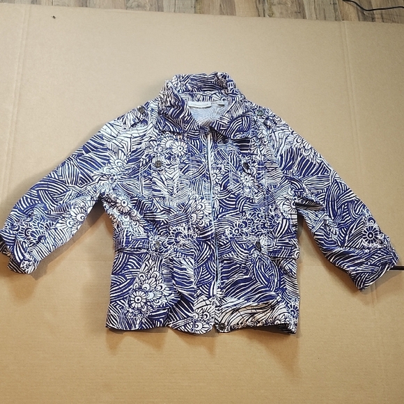 Coldwater Creek Blue and White Puffer Jacket - Picture 1 of 8
